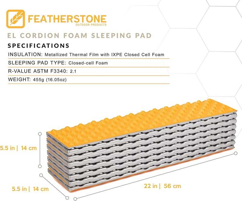 Featherstone Outdoor El Cordion Insulated R-Value 2.1 Sleeping Pad Closed Cell Foam Mat for Ultralight Backpacking Thru-Hiking and Camping - Image 2